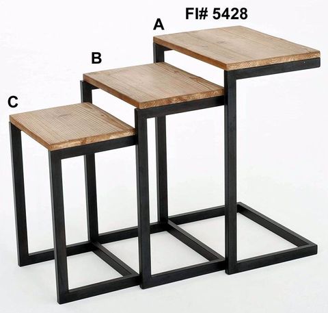 Iron Frame Solid Wood Nesting Tables, Set Of 3, At Best Price In ... with regard to The Enduring Appeal of Black Iron and Stained Wood Nesting Table Sets